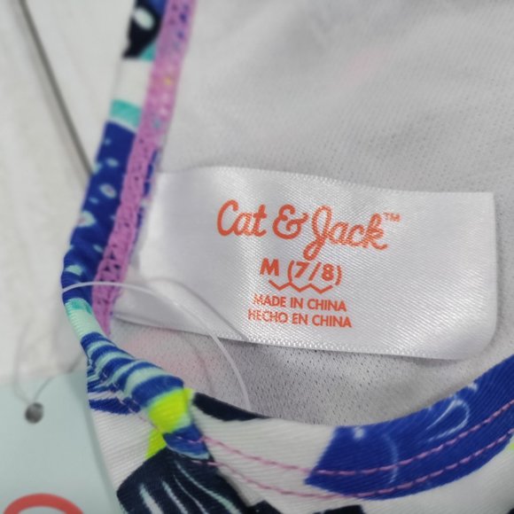 Cat & Jack Girl's Midkini Ruffle Overlay Top UPF 50+ Protection Size M (7/8) - Picture 6 of 8